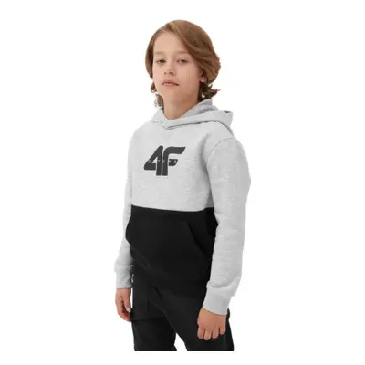 Fiú kapucnis pulóver 4F JUNIOR SWEATSHIRT-JAW23TSWSM628-27M-COLD LIGHT GREY MELANGE