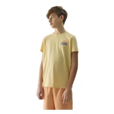 Fiú rövid ujjú póló 4F JUNIOR TSHIRT-4FJWSS24TTSHM1136-73S-LIGHT LEMON