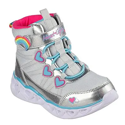 Lányok magas téli csizma SKECHERS Heart Lights Sweet Styling grey silver