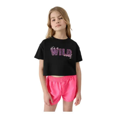 Rövid ujjú lány póló 4F JUNIOR TSHIRT-4FJWSS24TTSHF1144-20S-DEEP BLACK