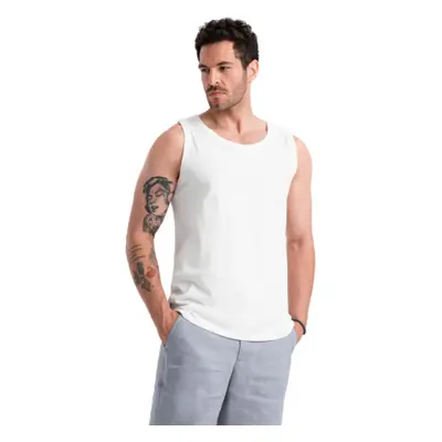 Férfi póló rövid ujjal, V-kivágással OMBRE Tank top OM-TSBT-0192 V-1 white