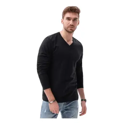 Férfi póló hosszú ujjal és V-nyakkivágással OMBRE T-shirt LS-L136-V6-BLACK