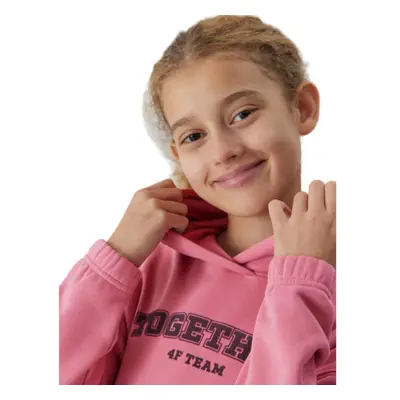 Lány kapucnis pulóver 4F JUNIOR SWEATSHIRT-JAW23TSWSF639-54S-PINK