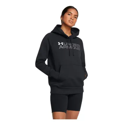 Hőszigetelt, kapucnis női pulóver UNDER ARMOUR Rival Fleece Wordmark Hoodie-BLK