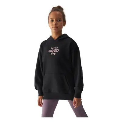 Lány kapucnis pulóver 4F JUNIOR SWEATSHIRT-JWAW24TSWSF1218-20S-DEEP BLACK