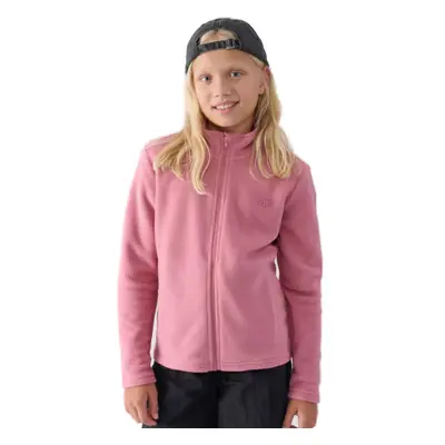 Cipzáros, gyapjú lány pulóver 4F JUNIOR FLEECE-JWMM00TFLEF261-56S-LIGHT PINK