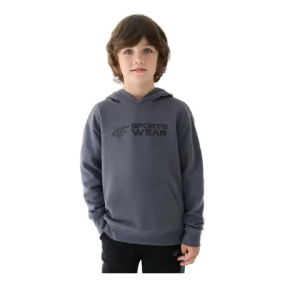 Fiú kapucnis pulóver 4F JUNIOR SWEATSHIRT-JWAW24TSWSM1223-20S-DEEP BLACK