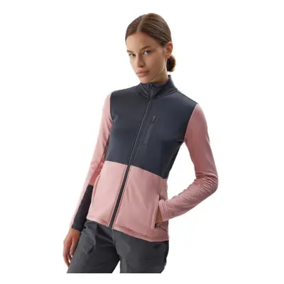 Női túra pulóver cipzárral 4F FLEECE-AW23TFLEF142-56S-LIGHT PINK