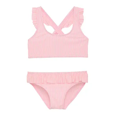 Lányok fürdőruha COLOR KIDS Bikini W. Skirt, Seersucker, salmon rose