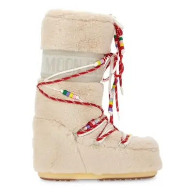 Női magas téli csizma MOON BOOT MB ICON FAUX FUR BEADS-001 CREAM