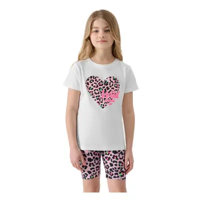 Rövid ujjú lány póló 4F JUNIOR TSHIRT-4FJWSS24TTSHF1143-10S-WHITE