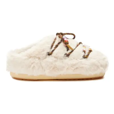 Női magas téli csizma MOON BOOT MB MULE FAUX FUR BEADS-001 CREAM