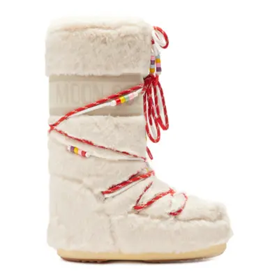 Női magas téli csizma MOON BOOT MB ICON FAUX FUR BEADS-L002 CREAM