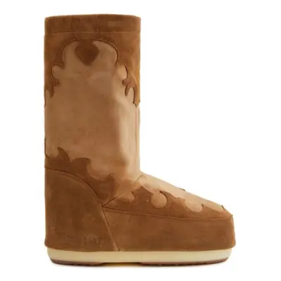 Magas téli csizma MOON BOOT RESORT COL. MB ICON SUEDE EMBROIDERY-M008 COGNAC