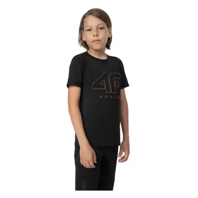 Fiú edző ing rövid ujjal 4F JUNIOR TSHIRT FNK M166-20S-DEEP BLACK