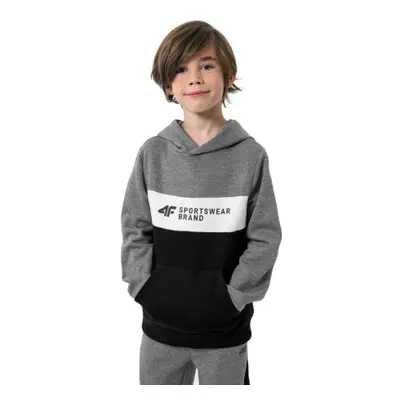 Fiú kapucnis pulóver 4F JUNIOR BOYS SWEATSHIRT JBLM003-24M-MIDDLE GREY MELANGE