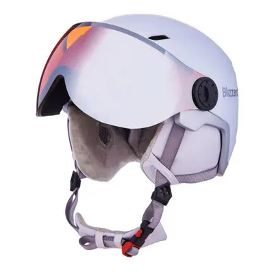 Női sísisak pajzzsal BLIZZARD W2W Double Visor ski helmet, white matt, orange lens, mirror