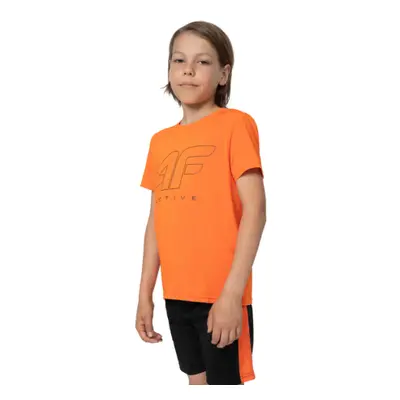 Fiú edző ing rövid ujjal 4F JUNIOR TSHIRT FNK M166-70S-ORANGE