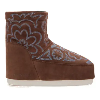 Dámske nízke zimné topánky MOON BOOT MB ICON LOW NOLACE EMBROIDEREDSUEDE-MF18 BROWN BLUE