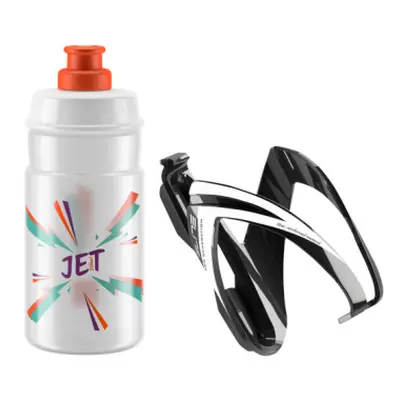 Kerékpáros palack ELITE KIT CEO black glossy + bottle JET 350 ml clear orange logo