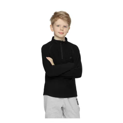 Fiú szigetelt sídzseki 1 2 cipzárral 4F JUNIOR BOYS MIDLAYER HJZ21-JBIMP001B-20S-DEEP BLACK