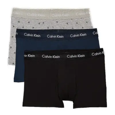 Férfi boxerek CALVIN KLEIN 3 PACK-LOW RISE TRUNK-BLK, DIAMOND LOGO_GR HEATH, N STONE