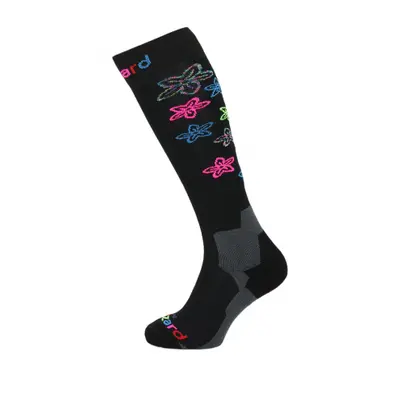 Gyermek sízokni (zokni) BLIZZARD Viva Flowers ski socks junior,black flowers