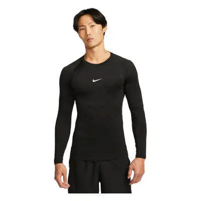 Pánske tréningové tričko s dlhým rukávom NIKE PRO DF TIGHT TOP LS-010 BLACK WHITE