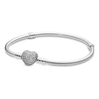 Pandora Moments Pavé szív zárral ezüst karkötő - 590727CZ-16