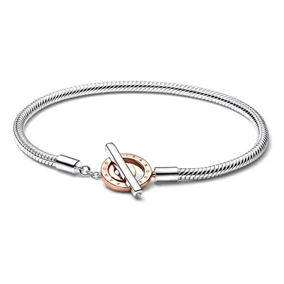 Pandora Moments Pandora Signature kéttónusú T-kapcsos kígyólánc karkötő - 582309C00-16