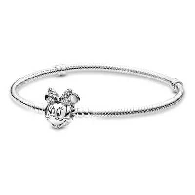 Pandora Moments Disney kígyólánc ezüst karkötő Pavé Minnie Egér zárral - 597770CZ-17