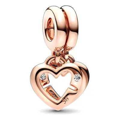 Pandora Moments Testvéri összetartás kétrészes szív Rozé arany függő Charm - 789538C01