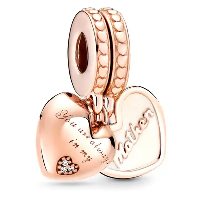 Pandora Moments Anya és lánya szívek rozé arany charm - 782072en23