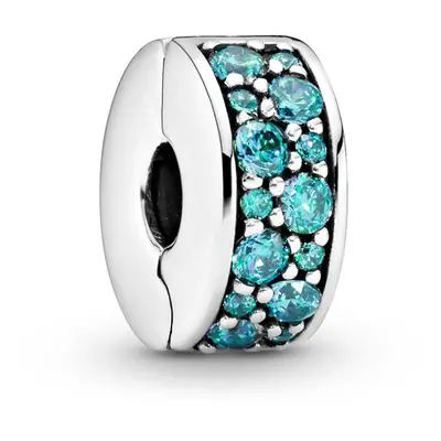 Pandora Moments Zöldeskék pavé ezüst klip charm - 791817MCZ