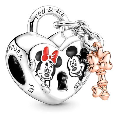 Pandora Moments Disney Mickey egér és Minnie egér lakat rozé arany és ezüst charm - 780109C01