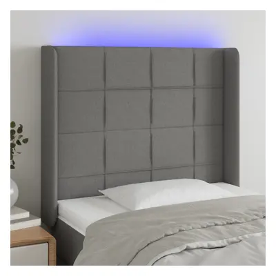 Sötétszürke szövet led-es fejtámla 103x16x118/128 cm