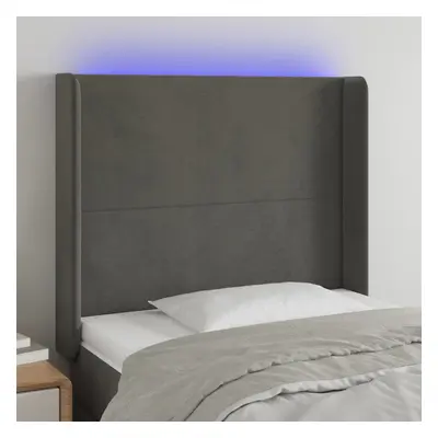 Sötétszürke bársony led-es fejtámla 93x16x118/128 cm