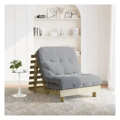 Tömör impregnált fenyőfa futon kanapéágy matraccal 80x206x11 cm