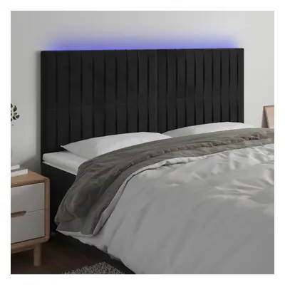 Fekete bársony led-es fejtámla 200x5x118/128 cm