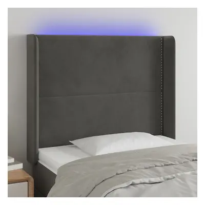 Sötétszürke bársony led-es fejtámla 93x16x118/128 cm