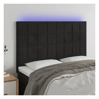 Fekete bársony led-es fejtámla 144x5x118/128 cm