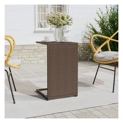 Barna polyrattan c-asztal 40 x 35 x 60 cm