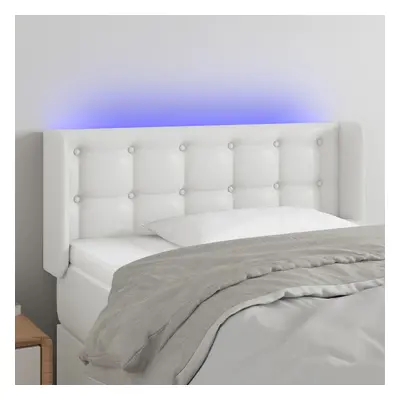 Fehér műbőr led-es fejtámla 83x16x78/88 cm