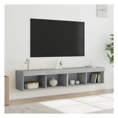 2 db betonszürke tv-szekrény led-világítással 80x30x30 cm