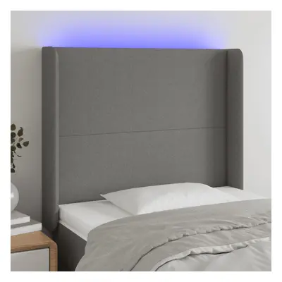 Sötétszürke szövet led-es fejtámla 103x16x118/128 cm