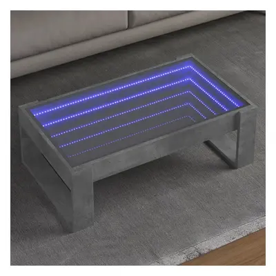 Betonszürke végtelen hatású led-es dohányzóasztal 90x53x30 cm