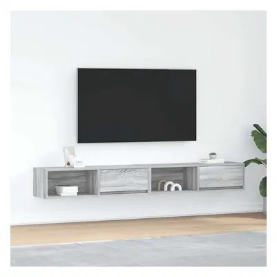 2 db szürke sonoma szerelt fa fali tv-szekrény 100x31x25,5cm