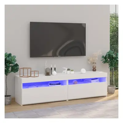 2 db magasfényű fehér tv-szekrény led-világítással 75x35x40 cm