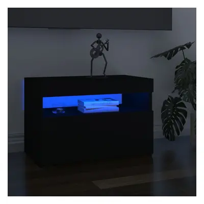 2 db fekete tv-szekrény led-lámpákkal 60 x 35 x 40 cm