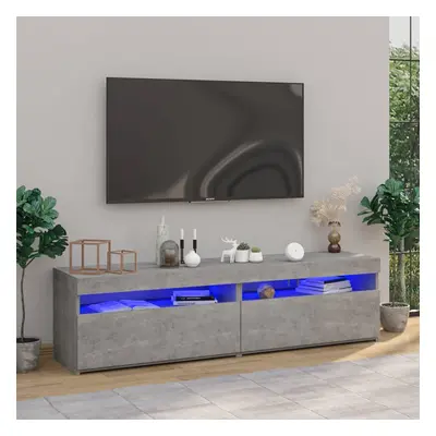 2 db betonszürke tv-szekrény led-világítással 75 x 35 x 40 cm